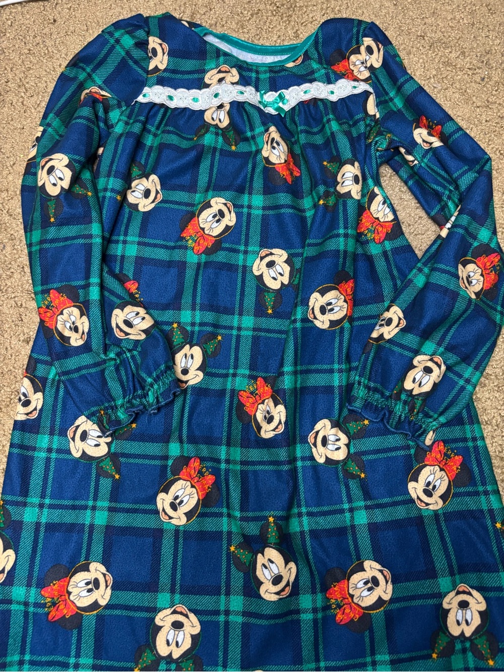 Disney Blue and Green Plaid Minnie Mouse Nightgown